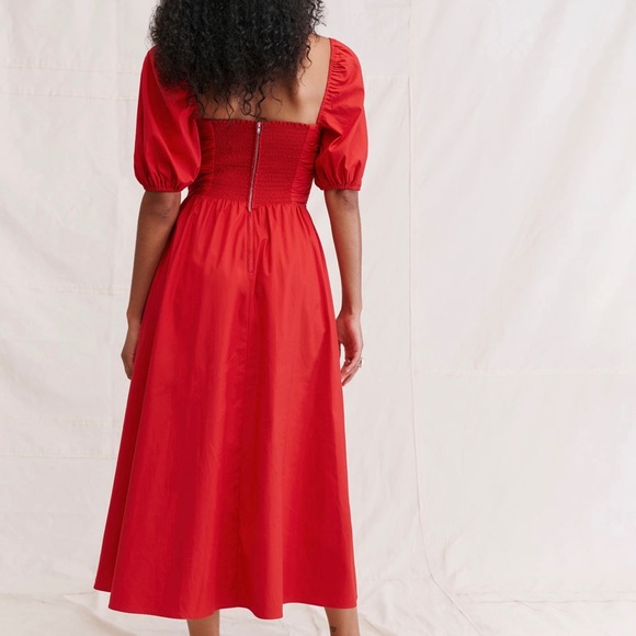 ❤️ BEST Reformation Rachelle Midi Dress Sz4 Cherry Red Party Wedding Cotton - Picture 8 of 10